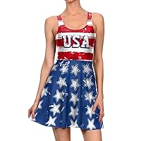 Dresses for Older Women Summer,Summer and Women's Sleeveless Tank Top Digital Printing Independence Day Women's