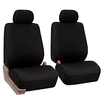 FH Group Car Seat Covers Front Set in Cloth - Car Seat Covers for Low Back Car Seats with Removable Headrest,Universal Fit,Automotive SeatCovers,Washable Car SeatCover for SUV,Sedan,Van Black
