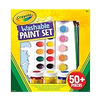 Crayola Washable Kids Paint Set (50pcs), Includes Watercolor & Washable Paints, Painting Paper, Paint Sponge, Kids Paint Brushes