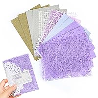 16 Pieces Scrapbook Paper Textured Paper, Snow Dot Mesh Mulberry Mix Special Papers 4 x 5.5 Inch Handmade Craft Papers for Card Making Decoupage Collage Junk Journal Supplies - Purple
