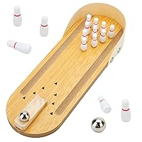 Mini Bowling Game, Tabletop Wooden Bowling Set Bowling Desktop Game Tiny Home Bowling Alley for Kids Small Finger Toys Classroom Prize Birthday Party Favors Stocking Stuffers Gifts