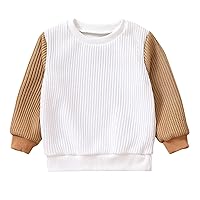 Toddler Boys Girls Long Sleeve Patchwork Pullover Tops Clothes Solid Shirt