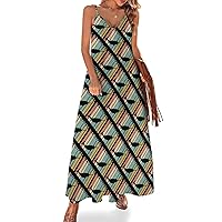 Vintage Style Narwhal Women's Sling Dress Casual Loose Swing Dress Long Maxi Dresses for Beach Party M