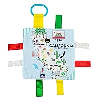 Baby Jack & Co 8x8” Learning Lovey Tag Toys for Babies - Baby Crinkle Toys - Crinkle Toys for Baby - Soft & Safe - Learn USA State Facts - Ideal Baby Toy BPA Free w/Stroller Clip (California)