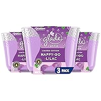 Glade Candle Happy-Go-Lilac, Fragrance Candle Infused with Essential Oils, Air Freshener Candle, 3-Wick Candle, 6.8 Oz, 3 Count