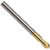 KEO 34180 Solid Carbide High Performance NC Spotting Drill Bit, TiN Coated, Round Shank, Right Hand Flute, 90 Degree Point Angle, 1/8