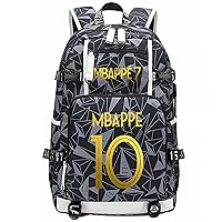 Kylian Mbappe Rucksack Canvas Daypack,Big Capacity Book Bag with USB Port Lightweight Travel Knapsack for Teen