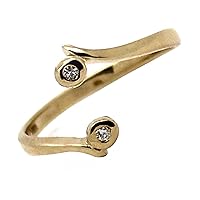 SwaraEcom Yellow Gold Plated Round CZ Adjustable Bypass Toe Ring for Women