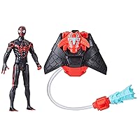 Marvel Spider-Man Aqua Web Warriors 4-Inch Miles Morales Action Figure with Refillable Water Gear Accessory, Action Figures for Boys and Girls 4 and Up
