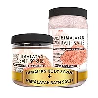 Bundle-Dead Sea Collection -Bath Salts Enriched with Himalayan - Natural Salt for Bath - Large 34.2 OZ. - and Salt Body Scrub - Large 23.28 OZ - with Himalayan Salt