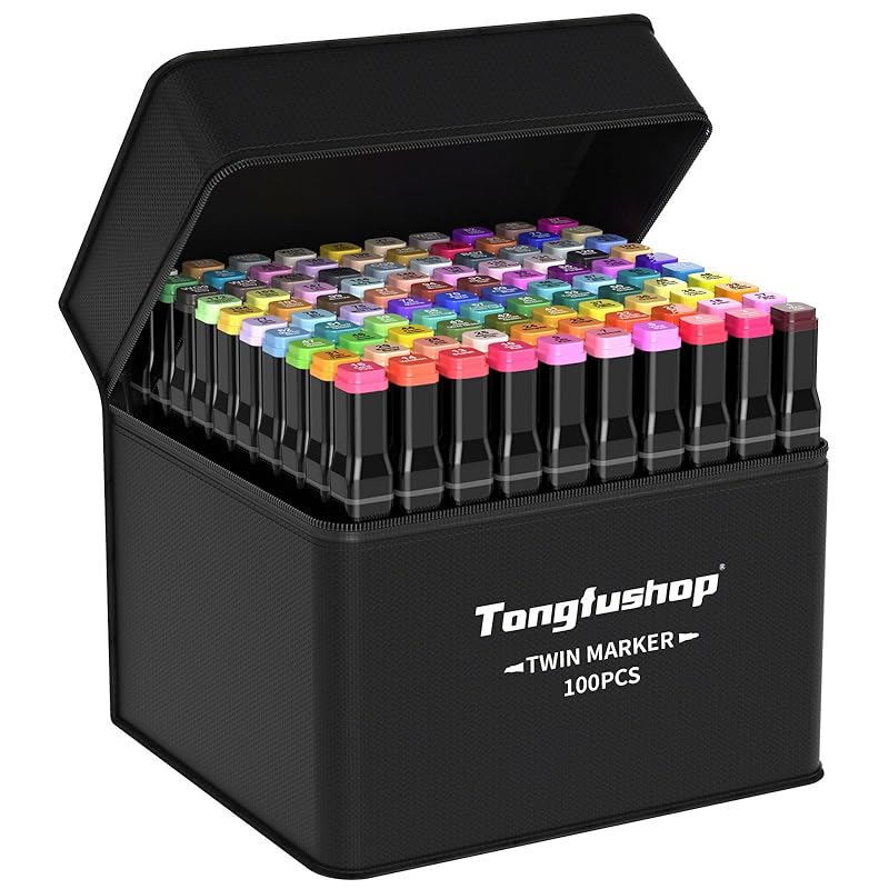 Tongfushop Alcohol Markers, 80+2 Colors Dual Tip Art Markers, Marker Set  for Coloring, Drawing, Sketching, Card Making, Illustration, Coloring  Markers for Kids Beginners Artists with Pad, Not Staining