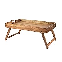 Extra Large Acacia Wood Folding Bed Table Tray for Eating, Breakfast in Bed, Laptop Desk, and Snack Serving – Perfect for Sofa and Bed Use