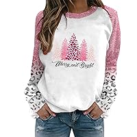 Womens Christmas Graphic Sweatshirts Long Sleeve Crewneck Xmas Tree Print Tunic Tops Trendy Graphic Christmas Shirts