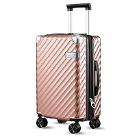 LUGGEX Carry On Luggage 22x14x9 Airline Approved -35L Polycarbonate Expandable Hard Shell Suitcase with Spinner Wheels (Rose Gold, 20 Inch)