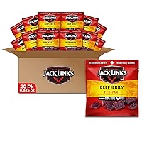 Jack Link's Beef Jerky, Teriyaki, Multipack Bags - Flavorful Meat Snack for Lunches, Ready to Eat - 7g of Protein, Made with Premium Beef, No Added MSG - 0.625 oz (Pack of 20)