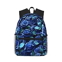 Many Blue Roses Print Backpack For Women Men, Laptop Bookbag,Lightweight Casual Travel Daypack