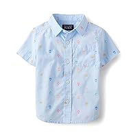 The Children's Place baby boys Poplin Short Sleeve Button Down Shirt