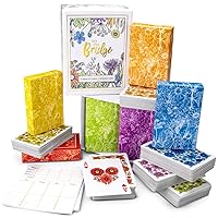 Deluxe Lets Play Bridge Color Coded Playing Card Box Set - Includes 6 Decks of Cards & 25 Scoresheets!