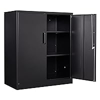 Metal Storage Cabinet Locked Steel Cabinet with 2 Adjustable Shelves Office Cabinet Locking Tool Cabinets Kitchen Storage Cabinet metal locker Small Counter Height Storage Cabinet Cupboard 35.4