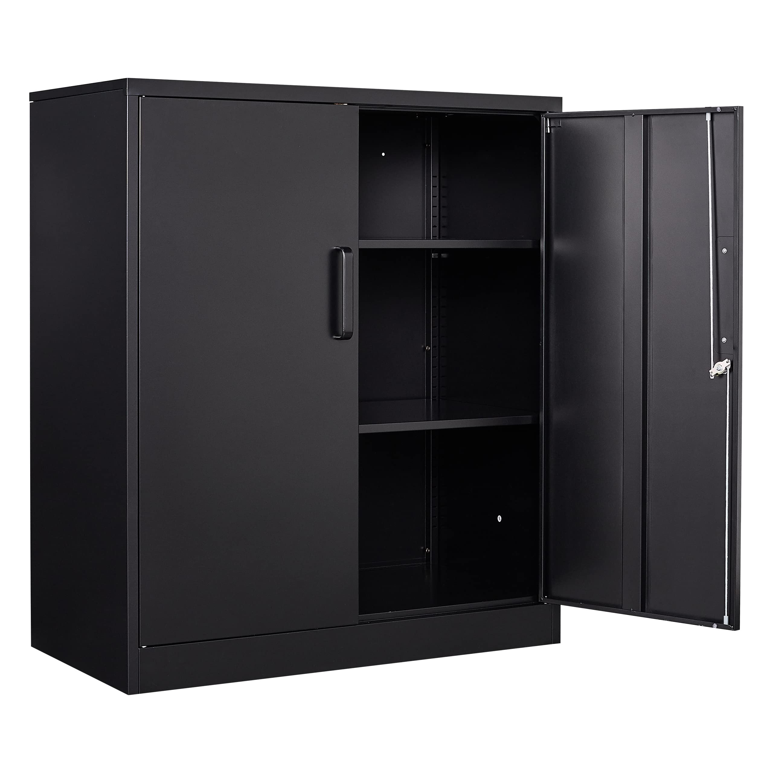 Metal Storage Cabinet Locked Steel Cabinet with 2 Adjustable Shelves Office Cabinet Locking Tool Cabinets Kitchen Storage Cabinet metal locker Small Counter Height Storage Cabinet Cupboard 35.4