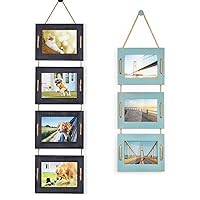 DLQuarts Hanging Picture Frames Collage Wall Decor 5x7, Photo Frames for Wall 4-Opening, 3.5x5 With Mat or 5x7 Without Mat
