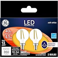 Lighting 24535 Clear Finish Light Bulb Dimmable LED Daylight Decorative G16.5 Globe 4 (40-Watt Replacement), 350-Lumen Candelabra Base, 2 Count (Pack of 1)