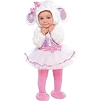 amscan Baby Little Lamb Costume | 0-6 months | 1 Pc, Pink/White