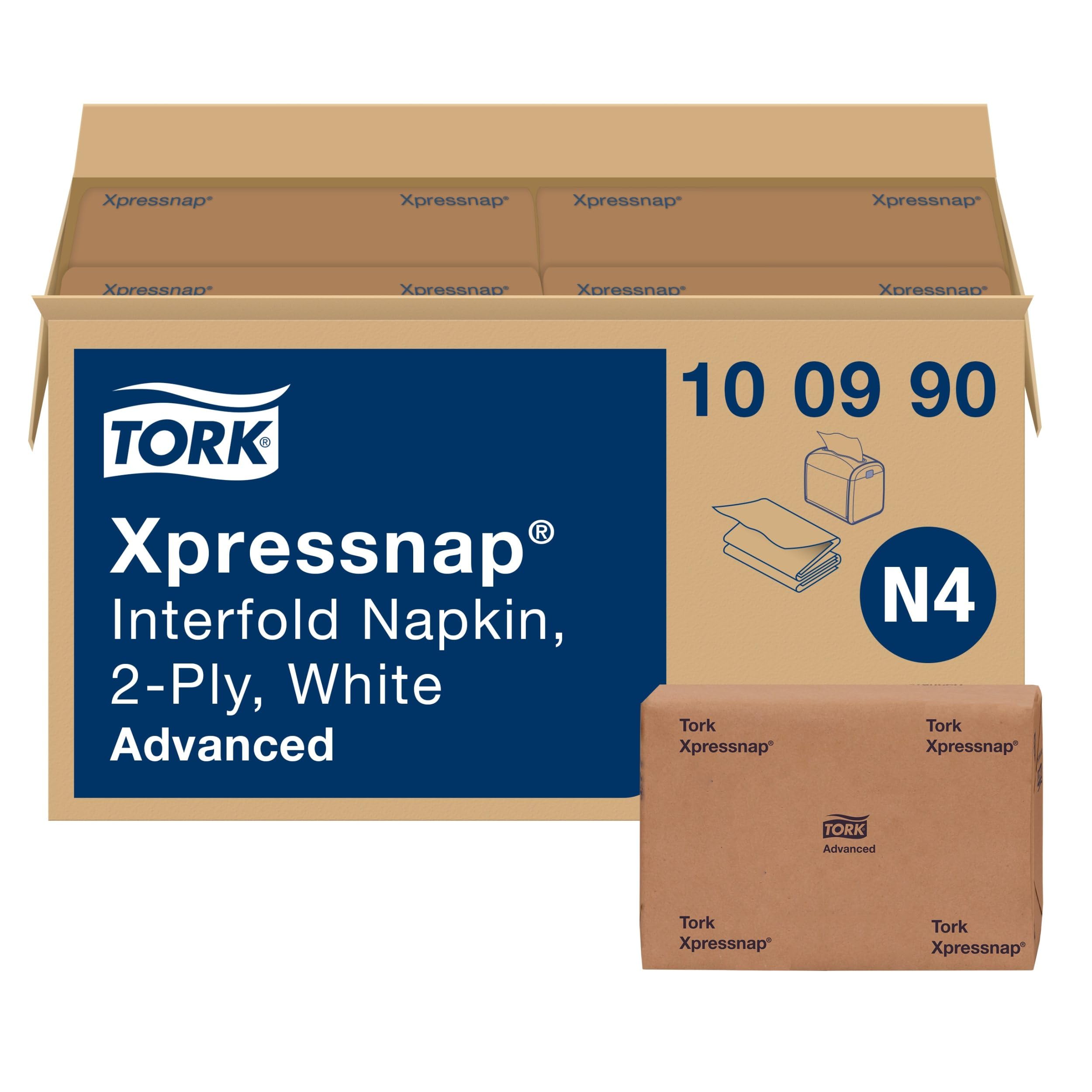Tork Xpressnap White Dispenser Napkin N4, 2-ply, 1/2 Fold, One-at-a-Time Dispensing,12 x 500, 8.5
