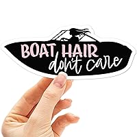 Boat Hair Don't Care Sticker - Cute Lake & Beach Decal for Hydroflask - Funny Boating Bumper Stickers for Car