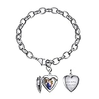 GOLDCHIC JEWELRY Personalized Heart Locket Bracelet That Holds Pictures for Women Girls, Stainless Steel Custom Adjustable Link Bracelets in Gold/Black
