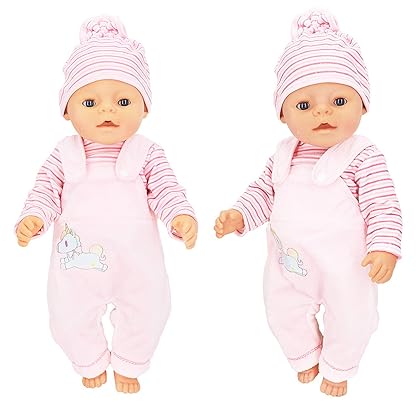 ZWOOS Doll Clothes for Baby Dolls, Unicorn Printed Soft Cotton Outfits for 14-18 inches Dolls, Pack of 4