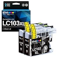 LC103BK Compatible Ink Cartridge Replacement for Brother LC103 XL LC103BK XL LC101 Ink Cartridges Compatible with MFC-J870DW MFC-J475DW MFC-J6920DW MFC-J470DW (LC103XL, 2 Black)
