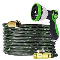 25 Feet Expandable Garden Hose, Lightweight Water Hose with 10 Function Hose Nozzle Sprayer, RV, Marine, Camper Hose,No-Kink Durable Flexible Water Pipe, 3/4