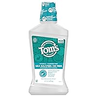 Tom's of Maine Sea Salt Natural Alcohol-Free Mouthwash, Refreshing Mint, 16 Fl Oz (Pack of 6)(Packaging May Vary)