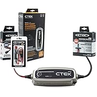 CTEK Bundle | 40-206 MXS 5.0 Fully Automatic 4.3 Amp Battery Charger Maintainer 12V | Including Garage Accessories for Complete Battery Maintenance