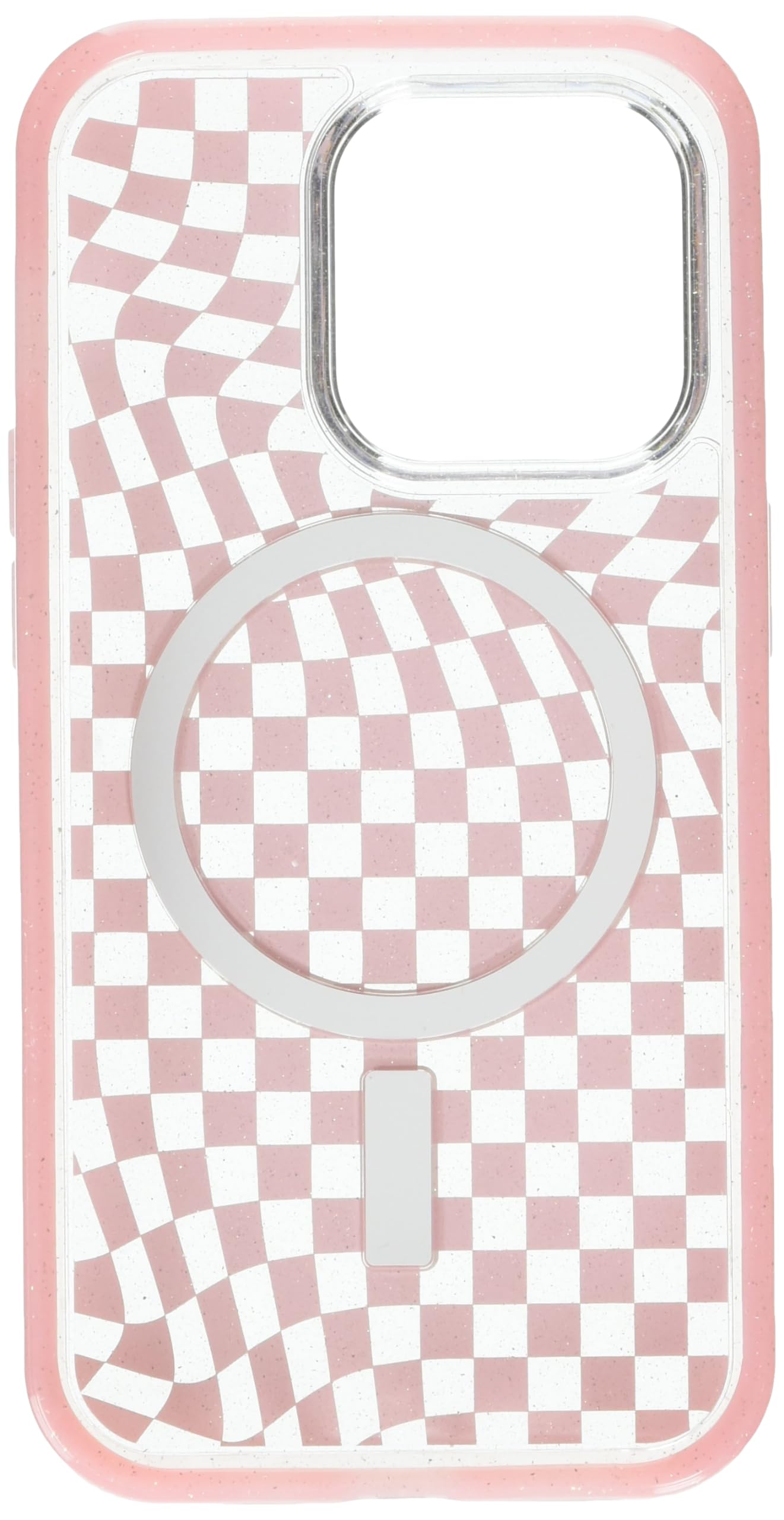 OtterBox iPhone 14 Pro Symmetry Series Clear Case - Checkmate (Pink), Snaps to MagSafe, Ultra-Sleek, Raised Edges Protect Camera & Screen