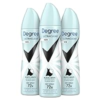 Ultra Clear Antiperspirant Deodorant Dry Spray Anti White Marks and Yellow Stains Black+White Deodorant for Women 3.8 Ounce (Pack of 3)