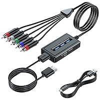 HDMI to Component Converter Cable with Scaler Function, 1080P HDMI to YPbPr Scaler Converter with HDMI and Integrated Component Cables, Supports 1080i HDMI Input for Old TVs