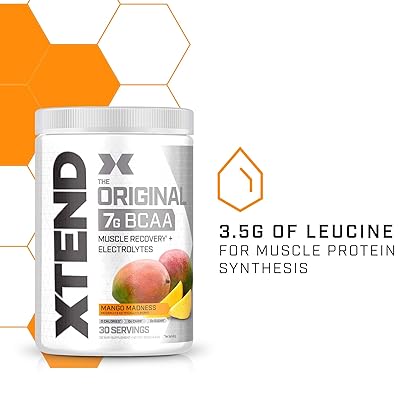 XTEND Original BCAA Powder Mango Madness - Sugar Free Post Workout Muscle Recovery Drink with Amino Acids - 7g BCAAs for Men & Women - 30 Servings