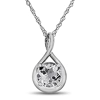 Sterling Silver 7mm Round Center Stone Twist Pendant Necklace
