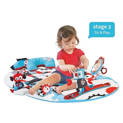 Yookidoo Baby Gym and Play Mat. 3 Stage Activity Gym - A Musical Playland with Motorized Robot Track & 20 Development Activities for Sit, Lay and Tummy Time Training. Age 0-12 Months