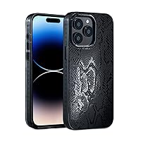 for iPhone 15 Pro Max Case [Compatible with MagSafe] with Matte Black Snake Print Design, Cute Magnetic Phone Cover for Women Girls, Slim Shockproof Bumper [10FT MIL-Grade Drop Protection]