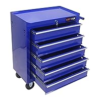 Rolling Tool Chest, 5-Drawer Rolling Tool Box With Interlock System And Wheels For Garage, Warehouse, Workshop, Repair Shop (Blue)