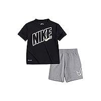 Nike Baby Boy's Dri-FIT Graphic T-Shirt and Shorts Two-Piece Set (Toddler) Smoke Grey Heather 4 Toddler