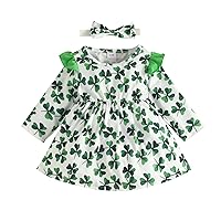 Printed Dress Spring Baby Girls Dresses Birthday Party Outwear Girls' Clothes Long Sleeve Outfit with Headband