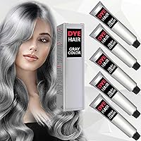 Silver Gray Natural Hair Dye Cream, silver hair dye, silver hair dye permanent, silver hair color, natural hair products, Unisex Fashion Dye, Silver Gray Hair Dye Cream for All Hair Types (5 PCS)
