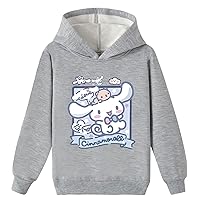 Kids Brushed Long Sleeve Hoodie and Jogger Pants Set,Cinnamoroll Sweatshirts Comfy Soft Pullover Tops for Girls