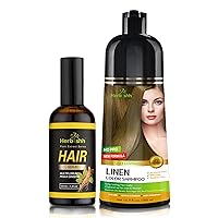 Hair Color Shampoo for Gray 500 ML Linen + Vitalizer Serum, Hair Strengthener, Thinning, Repairs Hair Follicles, Promotes Thicker, Stronger Hair