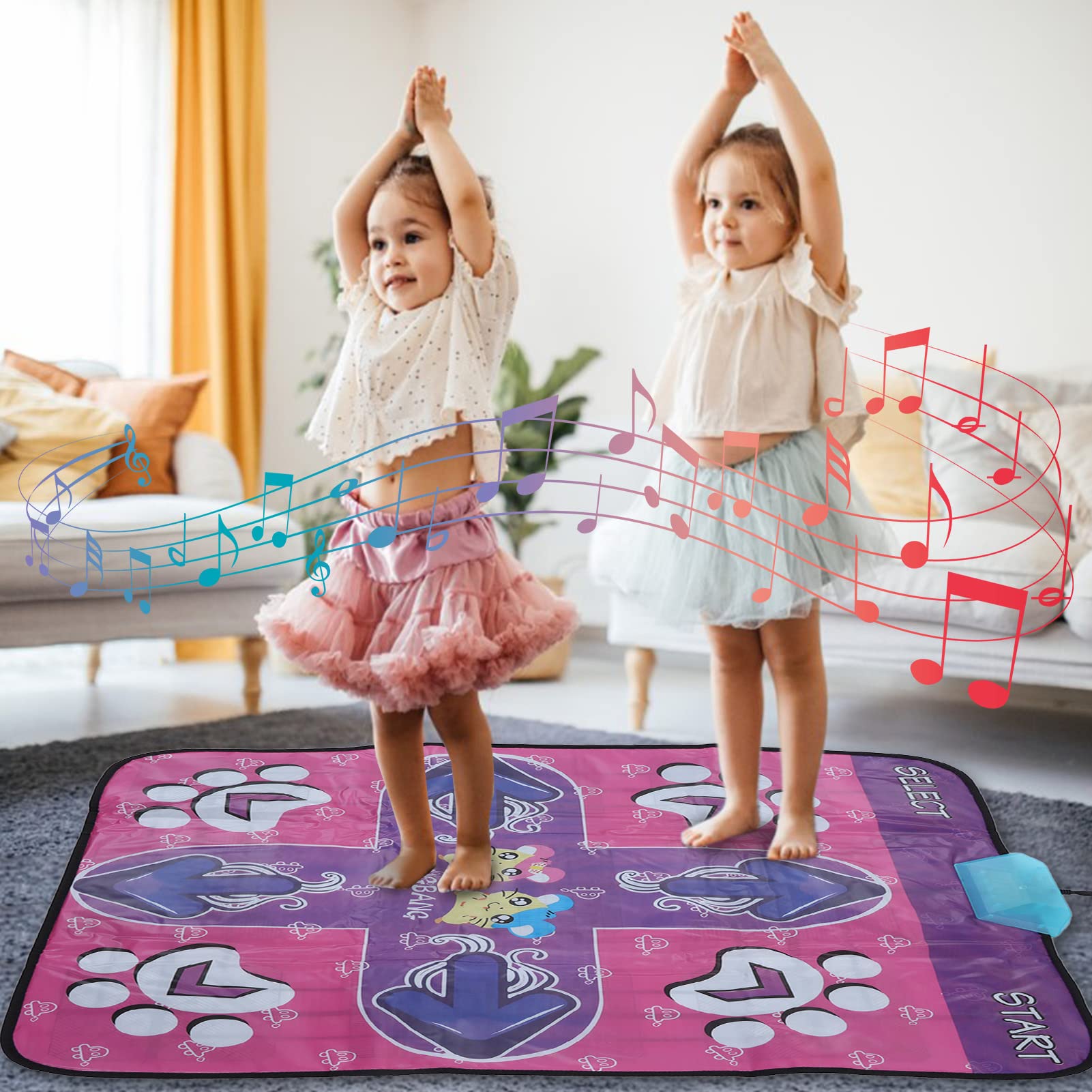 Pilipane Dance Mat,for 3 4 5 6 7 8 9 10 Year Old Girls Birthday Gifts,Dance Pad with LED Lights,Built in Music,HD AV Interface,Dance Game Toy Gift for Kids Girls Boys Birthday