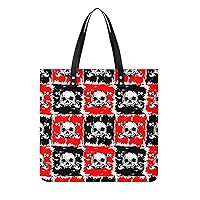 Pirate Skull Printed Tote Bag for Women Fashion Handbag with Top Handles Shopping Bags for Work Travel
